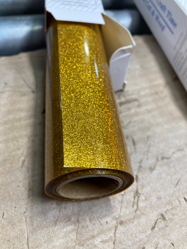 Photo 3 of ***2 PACK*** Gold Glitter Iron on Vinyl for T-Shirts, 10in x 5ft Glitter Vinyl Heat Transfer, Giltter Heat Transfer Vinyl Roll for Cricut, Easy to Cut & Weed DIY Glitter HTV Vinyl (Glitter Gold)