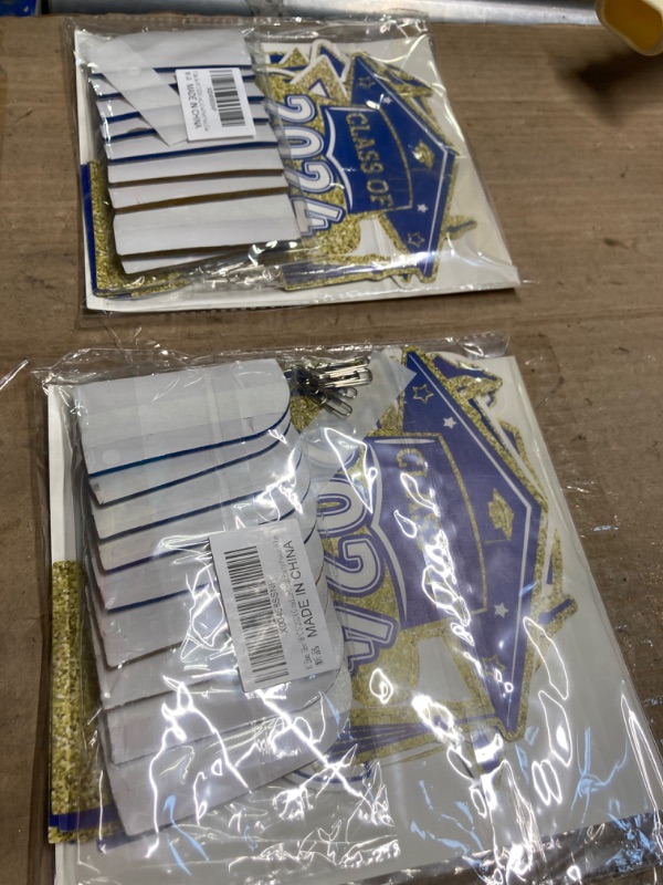 Photo 2 of ***2 PACK OF 9PCS EACH*** Class of 2024 Graduation Table Decorations, 2024 Congrats Graduation Centerpieces for Tables Congratulate Honeycomb Centerpiece Table Topper for Grad Party Favor, Blue and Gold