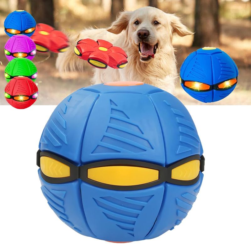 Photo 1 of Doggie Disc Ball with Lights | the Doggy Disc Ball | Flying Saucer Ball for Dogs | Ascribei Doggy Disc Ball | Self Moving Balls for Dogs | Airball - Interactive Ball for Dog Tree (3 Lights, Blue)