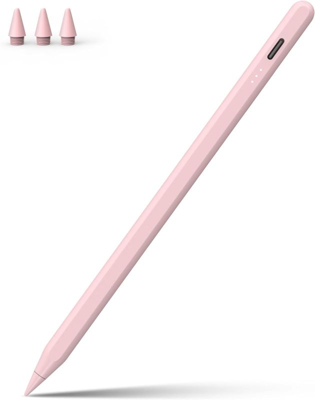 Photo 1 of 8 Mins Fast Charge Stylus Pen for iPad,Active Pencil for Apple iPad 2018-2023,Palm Rejection Tilt Sensitivity Magnetic Pen Work for iPad Pro 11" & 12.9",iPad 6-10,iPad Air 3/4/5,iPad Mini 5/6, Pink