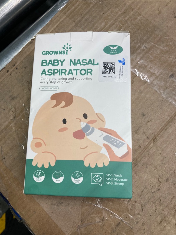 Photo 3 of ***DAMAGE IN THE BOX*** GROWNSY Nasal Aspirator for Baby, Electric Nose Aspirator for Toddler, Baby Nose Sucker, Automatic Nose Cleaner with 3 Silicone Tips, Adjustable Suction Level, Music and Light Soothing Function
