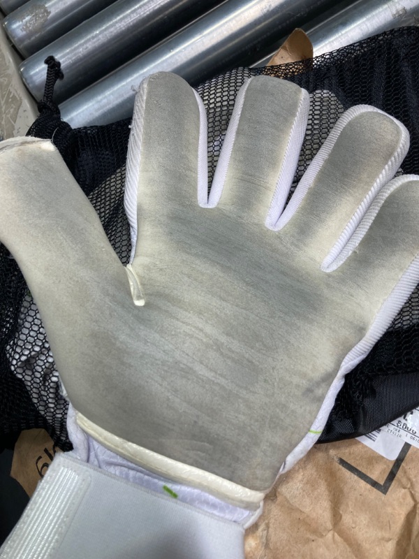 Photo 3 of ***VERY USED AND DIRTY*** Storelli Electric Goalkeeper Gloves, Soccer Goalie Gloves for Youths & Adults, Negative Cut, Premium Latex with Removable Finger Spines White Charge 10