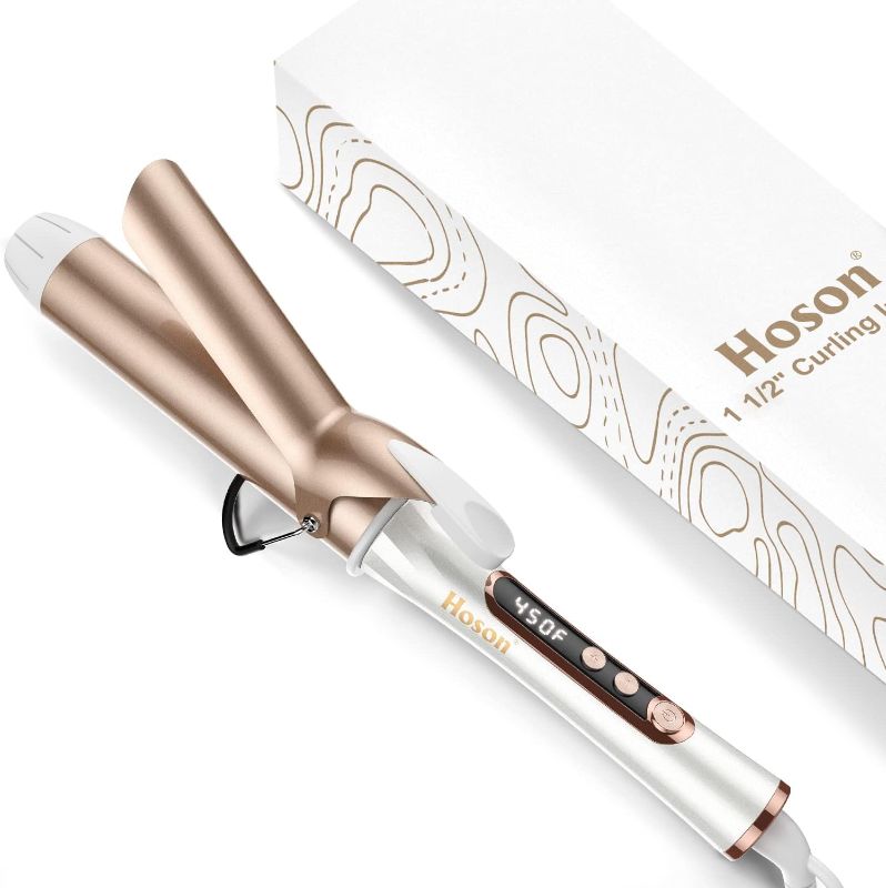 Photo 1 of 1 1/2 inch Curling Iron, Dual Voltage Large Hair Curling Iron Heat up to 450°F, Professiona Curling Wand Ceramic Tourmaline(Champagne Gold)
