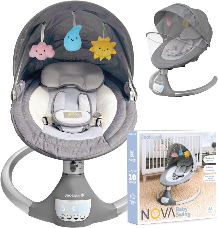 Photo 1 of Nova Baby Swing for Newborns - Electric Motorized Infant Swing, Bluetooth Music, 10 Preset Melodies, Remote (2024 Model) - Jool Baby