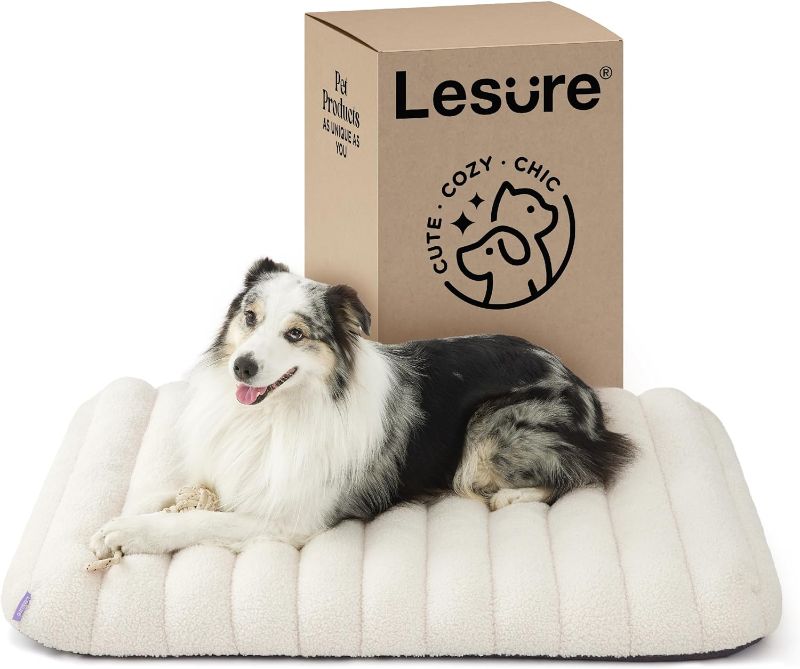 Photo 1 of Lesure 4 Inch Thick Orthopedic Foam Dog Bed for Large Dogs, Waterproof Chic Flat Dog Bed with Removable Cover, Cute Fuzzy Pet Beds for Indoor Dogs (