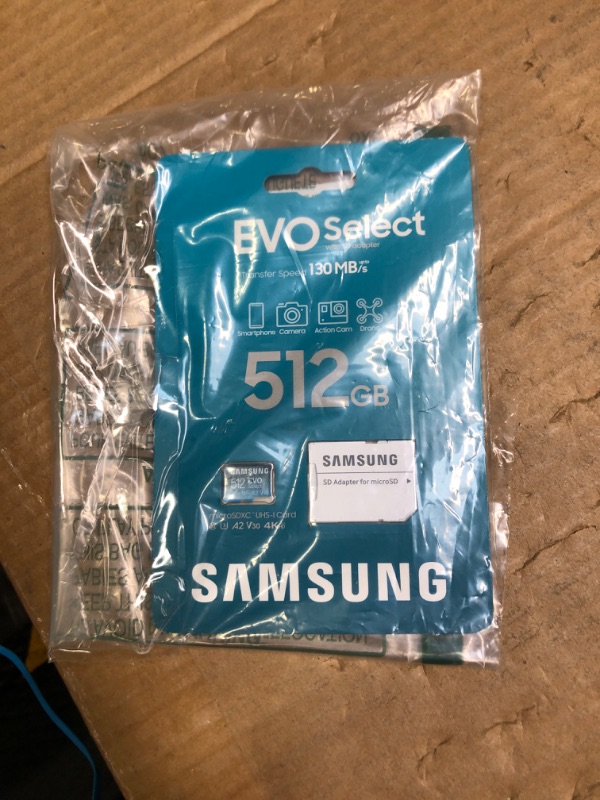 Photo 1 of SAMSUNG EVO Select Micro SD-Memory-Card + Adapter, 512GB microSDXC 130MB/s Full HD & 4K UHD, UHS-I, U3, A2, V30, Expanded Storage for Android Smartphones, Tablets, Nintendo-Switch (MB-ME512KA/AM)