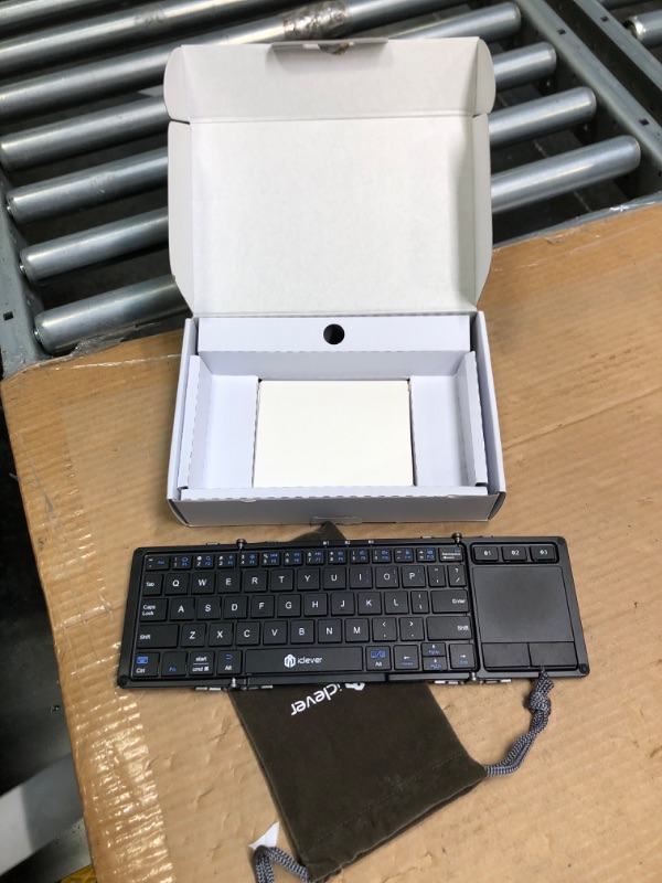 Photo 1 of iClever Bluetooth Keyboard, BK08 Folding Keyboard with Sensitive Touchpad (Sync Up to 3 Devices), Pocket-Sized Tri-Folded Fodable Keyboard for Windows Mac Android iOS