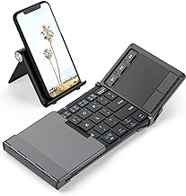 Photo 1 of iClever Bluetooth Keyboard, BK08 Folding Keyboard with Sensitive Touchpad (Sync Up to 3 Devices), Pocket-Sized Tri-Folded Fodable Keyboard for Windows Mac Android iOS