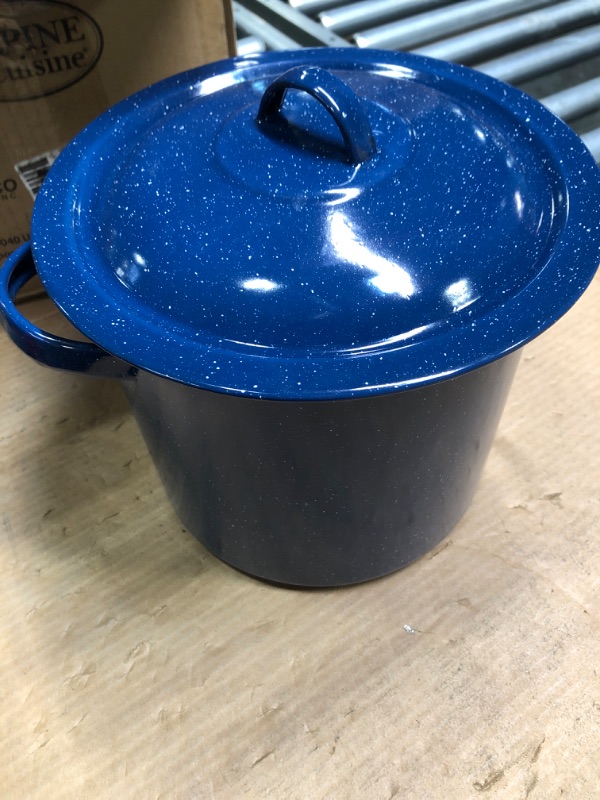 Photo 1 of Alpine Cuisine Enamel Steel Dark Blue Speckle Stock Pot 5.75qt with Lid, Healthy Cookware Commercial Grade Stockpots, Multi Cooking Pot for Stew, Sauce & Reheat Food, Compatible for Family Meals