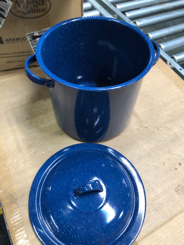 Photo 1 of Alpine Cuisine Enamel Steel Dark Blue Speckle Stock Pot 5.75qt with Lid, Healthy Cookware Commercial Grade Stockpots, Multi Cooking Pot for Stew, Sauce & Reheat Food, Compatible for Family Meals