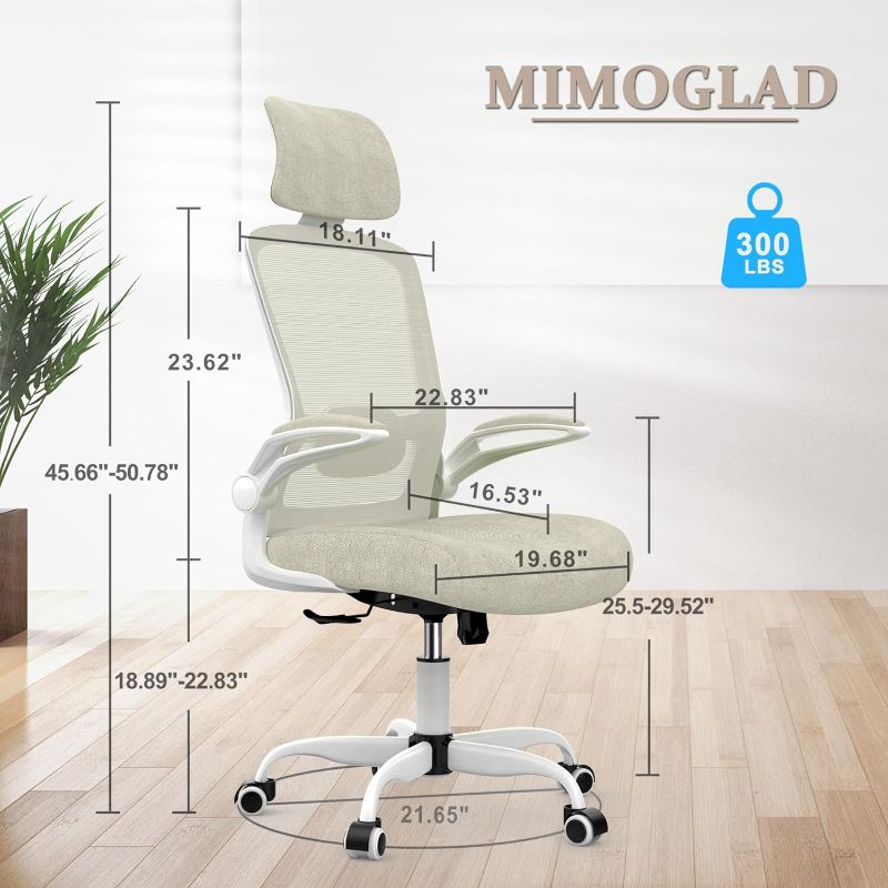 Photo 1 of Office Chair, High Back Ergonomic Desk Chair with Adjustable Lumbar Support and Headrest, Swivel Task Chair with flip-up Armrests for Guitar Playing,