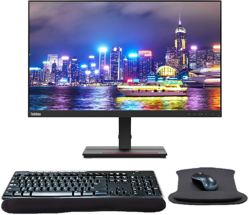 Photo 1 of Lenovo ThinkVision S24e-20 23.8" Full HD WLED LCD Monitor Bundle with FreeSync, 1920 x 1080, Vertical Alignment, HDMI-VGA, Raven Black, Gel Pads, and...