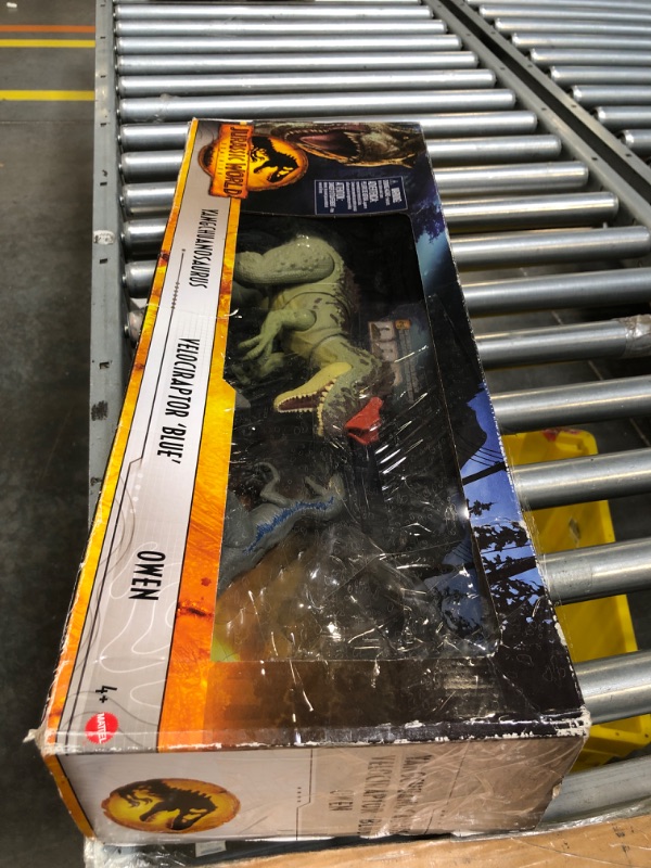 Photo 3 of Jurassic World Dominion 3 Pack Figures & Dinosaurs, Owen Grady Motorcycle Yangchuanosaurus & Blue, Helmet & Tranquilizer, Ages 4 Years & Up