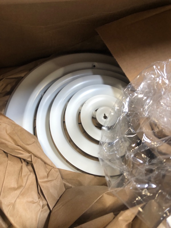 Photo 3 of 10" Round Ceiling Diffuser White Powder Coated with Outside Dimension of 14" Fitting in 10" Duct