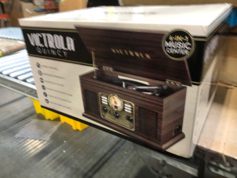 Photo 2 of Victrola Nostalgic 6-in-1 Bluetooth Record Player & Multimedia Center with Built-in Speakers - 3-Speed Turntable, CD & Cassette Player, AM/FM Radio | Wireless Music Streaming | Espresso Espresso Entertainment Center