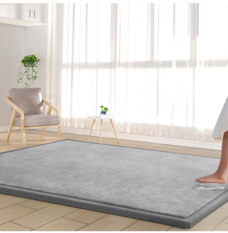 Photo 1 of Baby Play Mat Nursery Rug - 6’7” X 4’11” Memory Foam Area Rug Soft Padded Carpet - 1" Thick Playmat for Babies, Toddlers, Infants, Kids - Crawling Mat Used Rugs for Living Room with Non-Slip (Grey)