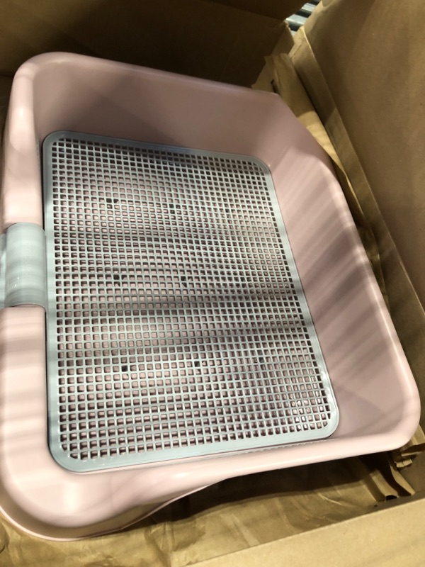 Photo 3 of [PS Korea] Indoor Dog Potty Tray – with Protection Wall Every Side for No Leak, Spill, Accident - Keep Paws Dry and Floors Clean (Pink) Tray Only Pink