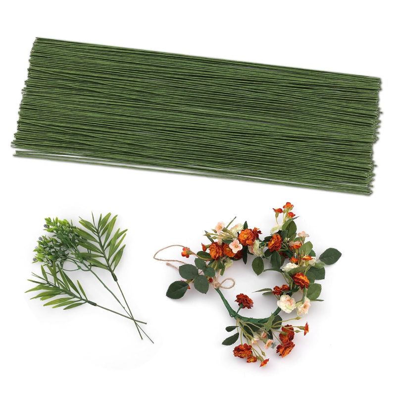 Photo 1 of 100 Pcs Floral Wire Dark Green, 18 Gauge Flower Wire Sticks Floral Supplies 14 inches for Bouquet Stem Wrap Floral Arranging Craft Projects Corsages, Floral Stems Wire for Wedding Bouquet