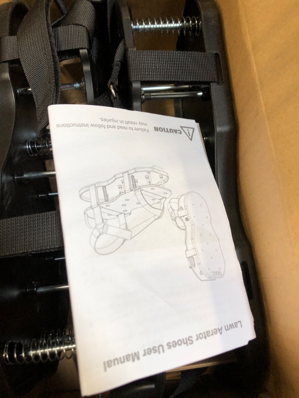 Photo 1 of Lawn Aerator Shoes with Spring Base,Free-Installation Lawn Aerator Tool with Automatic Leaf and Dirt Cleaning,Heavy-Duty Spike Shoes for Lawn Care,Adjustable Laces–Perfect for Lawn, Yard, and Garden! Black