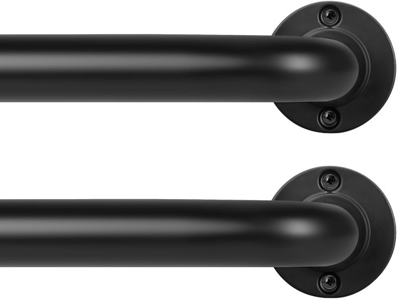 Photo 1 of 2 Pack Blackout Wrap Around Curtain Rods for Window 28 to 48 Inch(2.3-4ft), Matte Black Curtain Rods Room Darkening Curtain Rod 1 inch Diameter Single Drapery Rod of Window Treatment, Matte Black Matte Black 28-48''|2 Pack