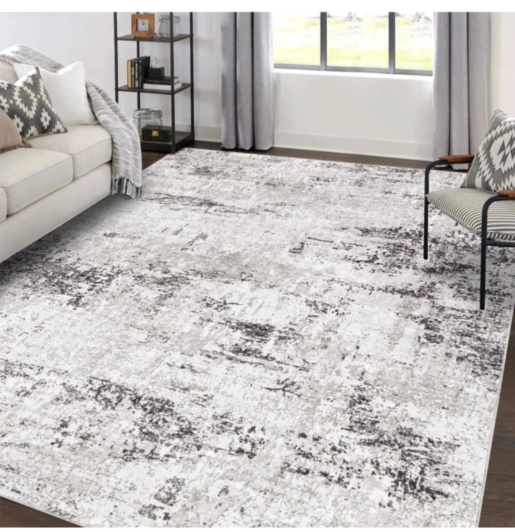 Photo 1 of ****USED***BOX IS DAMAGED*** Area Rugs Living Room: Large Modern Abstract Washable Rug Soft Indoor Anti Slip Carpet for Under Dining Table Bedroom Nursery Home Office White Grey Black