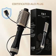 Photo 1 of 5 in 1 Round Brush Blow Dryer, 1200 Watt Hair Dryer with Ceramic Coating, Adjustable Temperature Settings, ALCI Safety Plug, Black