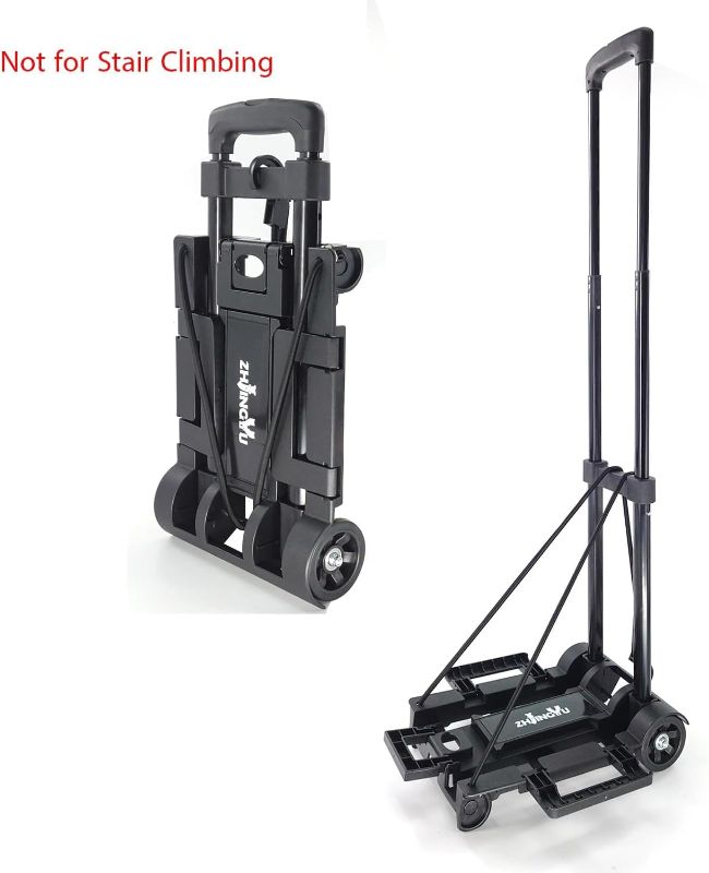 Photo 1 of 
Folding Hand Truck Iron Tube Pull Rod Folding Cart Foldable Trolley Dolly with Wheels Utility Lightweight Expandable Large Chassis Foldable into Backpack...