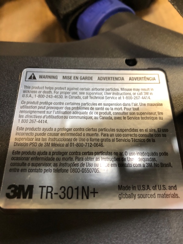 Photo 5 of *** MISSING BATTERY AND CHARGER*****3M PAPR Respirator, Versaflo Powered Air Purifying Respirator Kit, TR-300N+ HIK, Facility Maintenance, Grinding, Sanding, Machine Operations, Powder Handling, Pharmaceutical