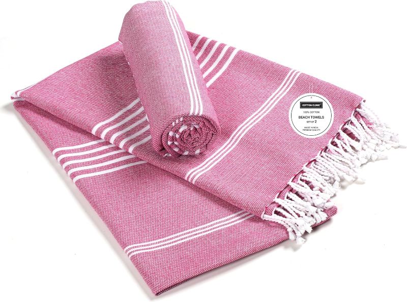 Photo 1 of Cotton Clinic Turkish Beach Towels Cotton Set of 2 Oversized 40x70 inches Travel Gym Pool Spa Blanket Beach Bath Towels - Ultra Soft Quick Dry Absorbent Fouta Hammam Peshtemal Towels Pink
Visit the Cotton Clinic Store
