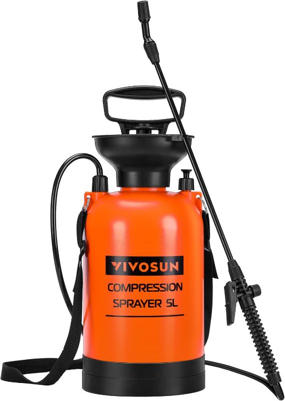 Photo 1 of 
VIVOSUN 1.35-Gallon Pump Pressure Sprayer, Pressurized Lawn & Garden Water Spray Bottle with Adjustable Shoulder Strap, for Spraying Plants, Garden...
Size:1.35 gal (5L)