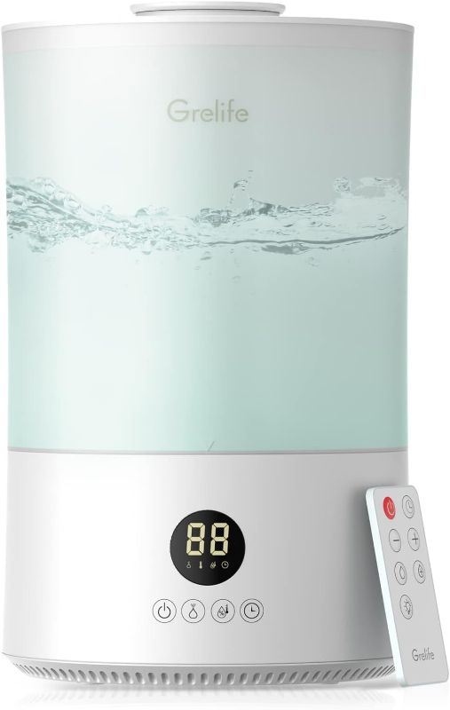 Photo 1 of Grelife Humidifiers for Bedroom, 4L Top Fill Cool Mist Humidifier with Night Light, Quiet, Humidistat, Auto Shut-Off, Timer, Easy Clean, Ultrasonic Air Humidifier for Home, Baby Nursery & Plants