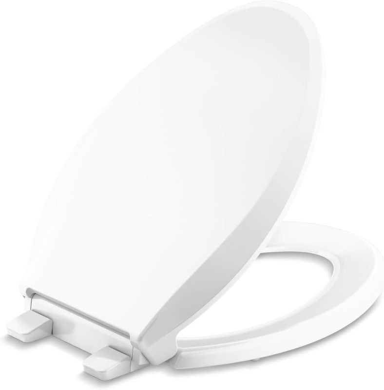 Photo 1 of  Cachet ReadyLatch Elongated Toilet Seat, Quiet-Close Lid and Seat, Countoured Seat, Grip-Tight Bumpers and Installation Hardware, White,