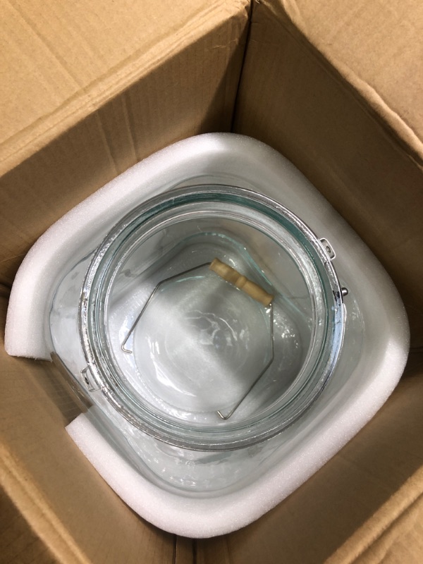 Photo 1 of 2.Gallon Wide Mouth Glass Jars with Lids, Heavy Duty Large Glass Jar with Lids, Glass Storage Jars with Removable & Rotatable Wooden Handle, Set of 1