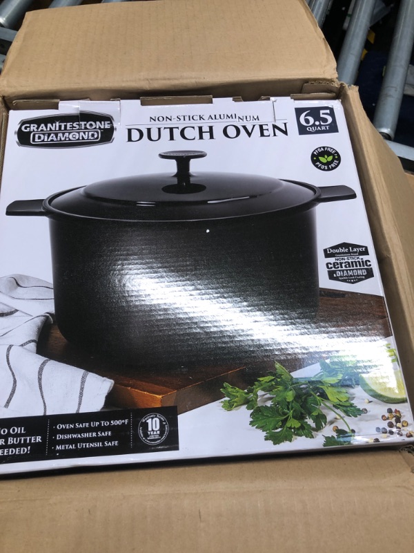 Photo 3 of Granitestone Lightweight Dutch Oven Pot with Lid, 6.5 Qt Nonstick Dutch Oven Stock Pot, 10 in 1 Enamel Cooking Pot & Dutch Oven for Bread Baking, Stovetop Oven & Dishwasher Safe, 100% Toxin Free–Black