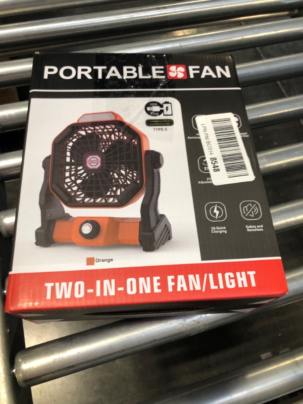 Photo 1 of Camping Fan with LED Lantern, 10400mAh 9-Inch Rechargeable Battery Powered Fan with 270°Head Rotation, Stepless Speed and Quiet Battery Operated Tent Fan for Picnic, Barbecue, Fishing, Travel, Home