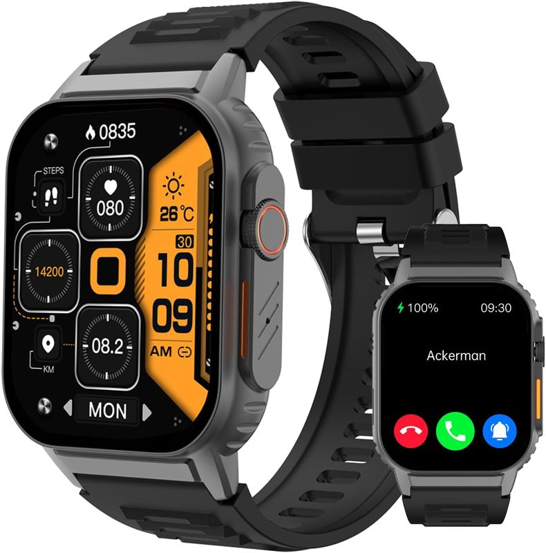 Photo 1 of Smart Watch(Answer/Make Call), 2.01" Smartwatch for Men Women, IP67 Waterproof, 100+ Sport Modes Fitness Tracker, Heart Rate Sleep Monitor, AI Voice, Smart Watches for Android iOS Phones Black