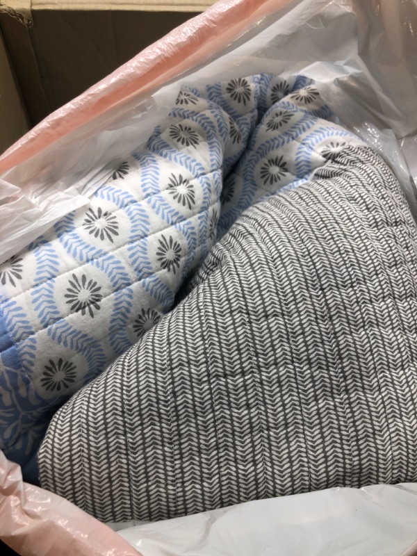 Photo 3 of ***PARTIAL SET***
Finlonte Quilt King Size, 100% Cotton Lightweight King Quilt Set, Real-Patchwork Farmhouse Floral Quilted Bedspreads, Light Blue Grey White Reversible Soft King Quilt Bedding Set All Season, 3 Pieces Light Blue/Grey/White King (98"x106")