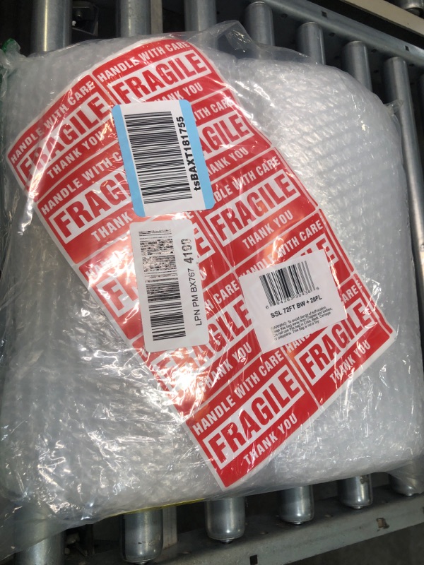 Photo 1 of 2-Pack Bubble Cushioning Nylon Wrap Rolls, 3/16" x 12" x 72' ft Total, Perforated Every 12", 20 Fragile Stickers for Packaging, Shipping, Mailing 2 Rolls: 12 in x 72 ft Clear