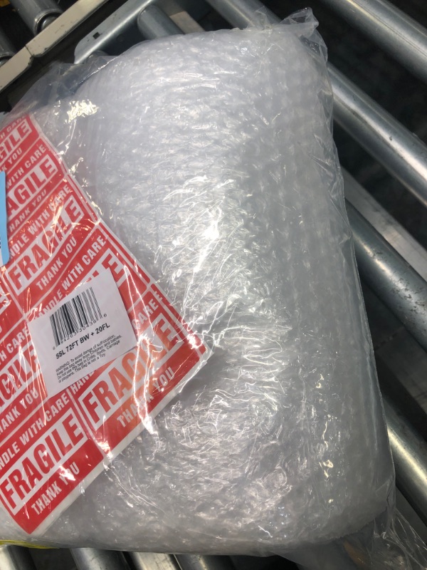 Photo 1 of 2-Pack Bubble Cushioning Nylon Wrap Rolls, 3/16" x 12" x 72' ft Total, Perforated Every 12", 20 Fragile Stickers for Packaging, Shipping, Mailing 2 Rolls: 12 in x 72 ft Clear