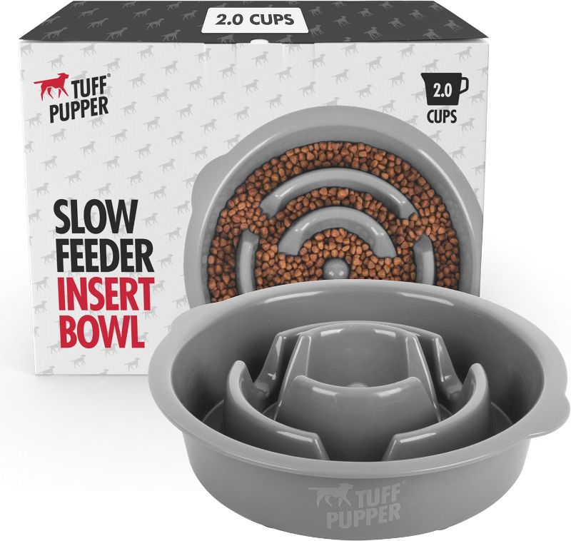 Photo 1 of Tuff Pupper Slow Feeder Insert Bowl | Puzzle Maze Slows Down Eating | Elevated Feeder Tray Bowl | Standalone Dog Bowl | Pet Bowl Insert | Easy Clean Dishwasher Safe (2 Cups - Fits 7.5-8 Inch Hole)
