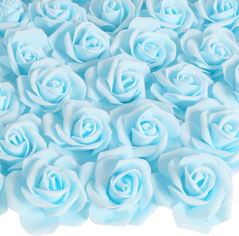 Photo 1 of 100PCS Baby Blue Foam Flowers Artificial Flowers Foam Roses Baby Blue Artificial Flowers for DIY Wedding Bouquets Centerpieces Arrangements Party Baby Shower Home Decor(Baby Blue)
