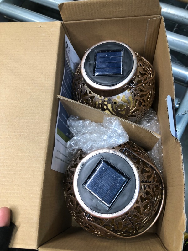 Photo 3 of 2 Pack Outdoor Solar Hanging Lantern Light LED Decorative Christmas Light for Garden Patio Courtyard Lawn and Tabletop with Hollowed-Out Design. Unique Gardening Gifts for Women.
