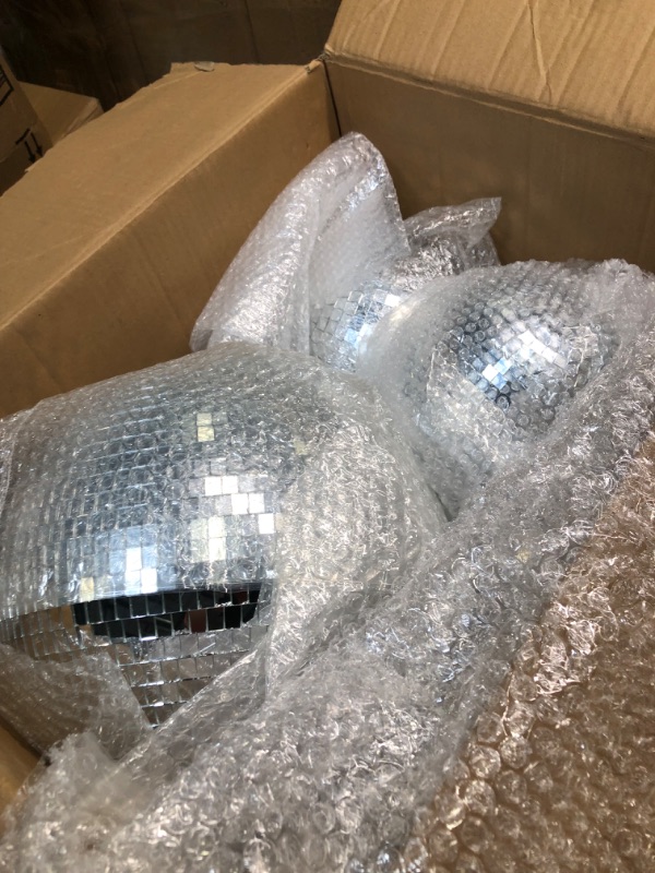 Photo 3 of 17 Pack Large Disco Ball Hanging Disco Ball Small Disco Ball Mirror Disco Balls Decorations for Party Wedding Dance and Music Festivals Decor Club Stage Props DJ Decoration (12, 8, 6, 4, 3.2 Inch)
