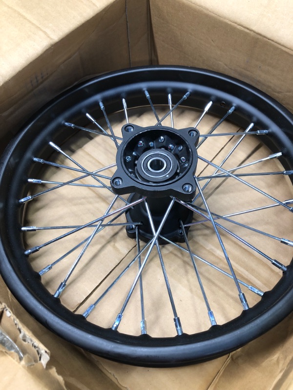 Photo 3 of Steel Rear Rim Wheel Disk Brake Apollo SSR 50cc 125cc 150cc XR CRF DB17 Dirt Pit Bike Chines Made Dirt Bikes 12mm 15mm Axle Shaft (14 Inch 15mm Axle, Black) 14 Inch 15mm Axle Black