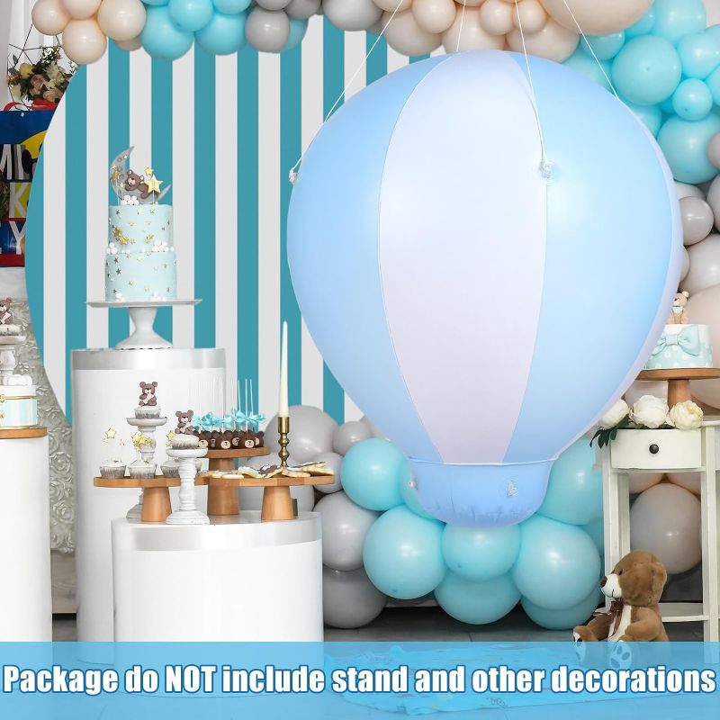 Photo 1 of  3ft Half Hot Air Balloon with Air Pump Inflatable Baby Shower Party Hanging Balloon for Girls Boys Baby Indoor Outdoor Decoration for Kids Birthday Nursery Wedding Exhibitions (Blue)