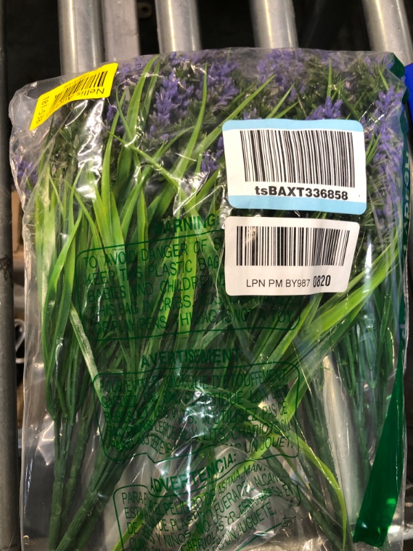 Photo 1 of 12 Bundles Artificial Plants Outdoor, 18.2" UV Resistant Faux Monkey Grass Greenery Stems No Fade Faux Plastic Flowers Shrubs for Home Weddings Garden Porch Front Patio Office Decor - Purple Purple1