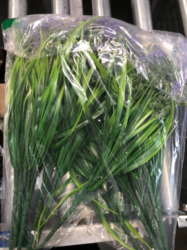 Photo 2 of 12 Bundles Artificial Plants Outdoor, 18.2" UV Resistant Faux Monkey Grass Greenery Stems No Fade Faux Plastic Flowers Shrubs for Home Weddings Garden Porch Front Patio Office Decor - Purple Purple1
