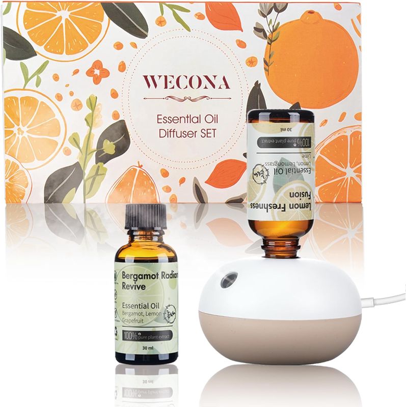 Photo 1 of **FOR PARTS**Wecona Rechargeable Waterless Essential Oil Diffuser - 2 Mist Modes Battery Operated Waterless Diffusers with 2 Essential Oils(30ml) for Home,Car,Office - 8 Hours Automatic Shutdown Diffusers