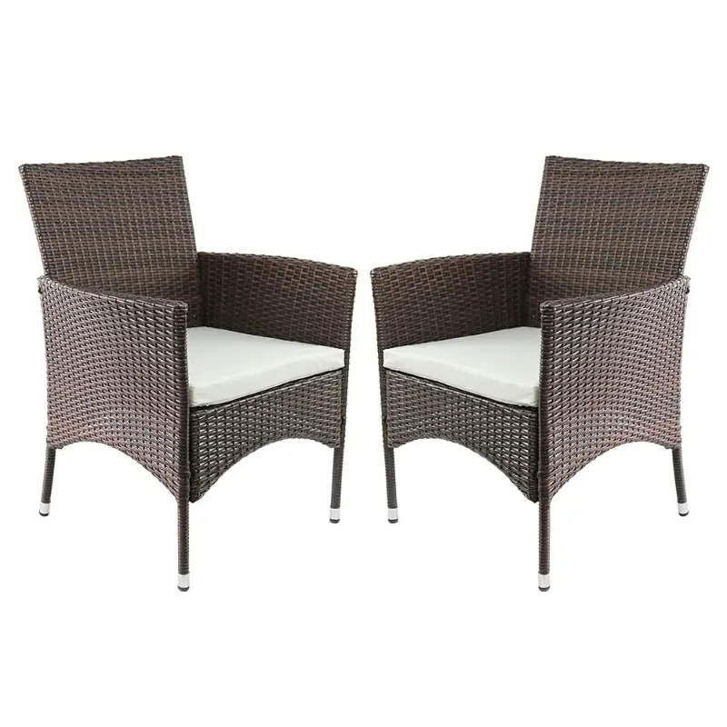 Photo 1 of ‘Ravenna Home Set of 2 Outdoor Patio Dining Chairs, PE Rattan Wicker, Brown, 24.8”D x 25”W x 33.9”H’