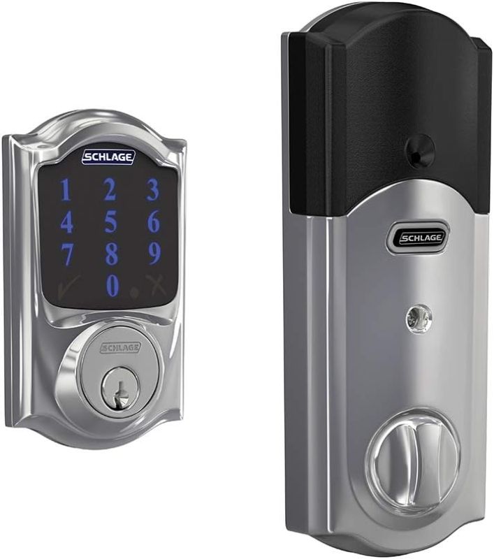 Photo 1 of **ALL BLACK ** SCHLAGE BE469ZP CAM 625 Connect Smart Deadbolt With Alarm Inbuilt Camelot Trim In Bright Chrome